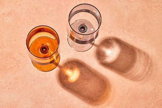Group of colored wine glasses