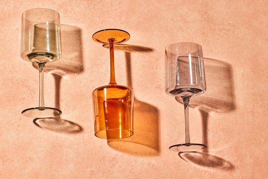 Group of colored wine glasses