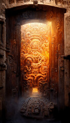 carved mayan door magical atmosphere Generative AI Content by Midjourney