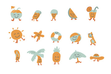 Hand drawing icons summer and Beach collection.