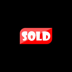 Sold sign icon isolated on black background.