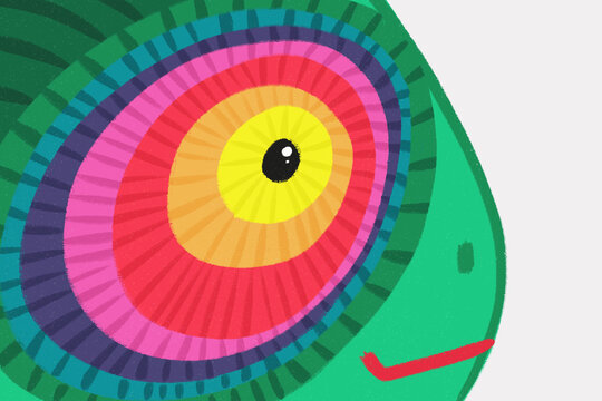 Chameleon colored eye, animal illustration