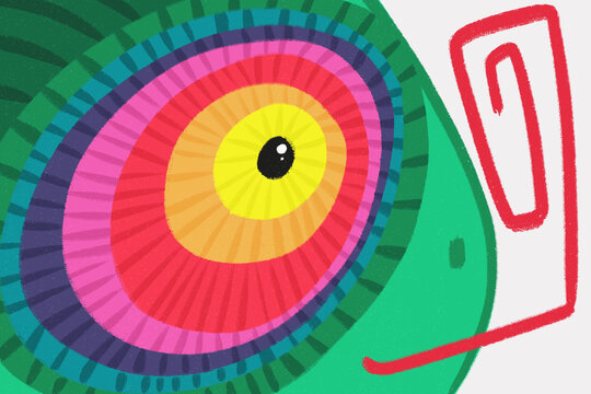 Chameleon colored eye, animal illustration