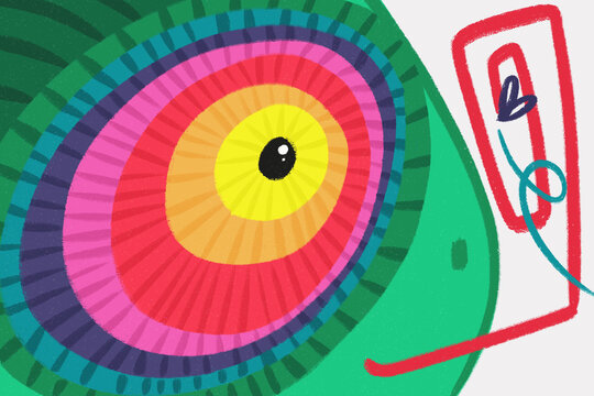Chameleon colored eye, animal illustration