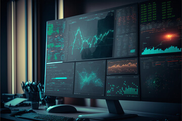 Fototapeta premium Data in a financial business world, stock, money (AI Generated)