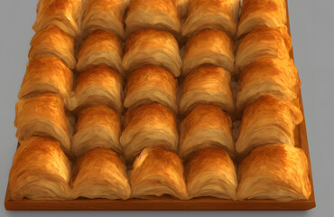 3d rendering illustration of puff pastry, generative ai
