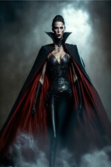 Female vampire wearing gothic dress. Designed using generative ai