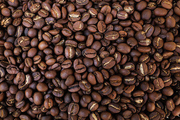 Coffee beans background, Different types of roasts coffee beans. light roasted, medium roasted and dark roasted.
