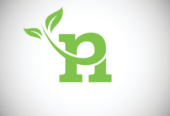 Initial letter N and leaf logo. Eco-friendly logo concept. Modern vector logo for ecological business and company identity