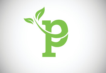 Initial letter P and leaf logo. Eco-friendly logo concept. Modern vector logo for ecological business and company identity