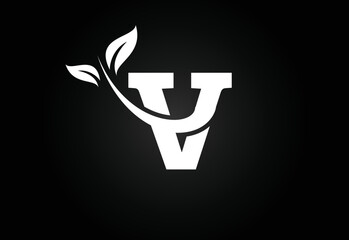 Initial letter V and leaf logo. Eco-friendly logo concept. Modern vector logo for ecological business and company identity