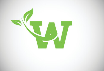 Initial letter W and leaf logo. Eco-friendly logo concept. Modern vector logo for ecological business and company identity