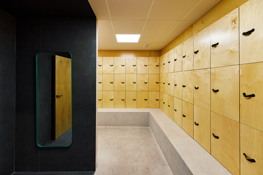 Drawers in gym dressing room