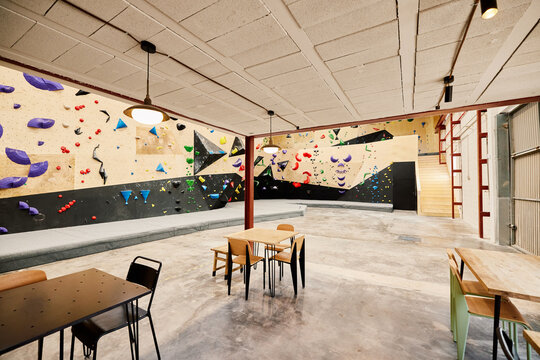 Modern cafe on climbing gym