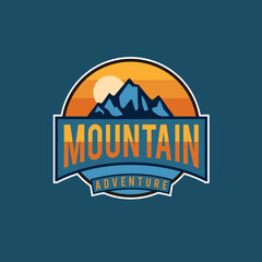 Adventure and outdoor vintage logo template, Mountain badge or emblem style. Travel badges. Camp logotype.