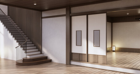 Muji style, Empty wooden room,Cleaning japandi room interior,
