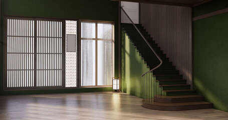 Empty - Clean green modern room japanese style.
