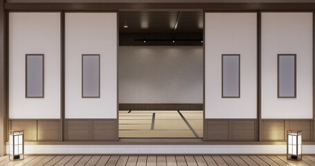 Muji style, Empty wooden room,Cleaning japandi room interior,