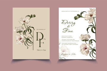simple minimalist floral watercolor wedding invitation template