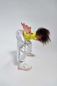 Stylish woman dancing