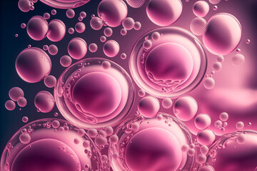 Abstract transparent pink soap bubbles wallpaper. Generative AI