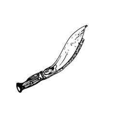 traditional weapon line sketch with transparent background