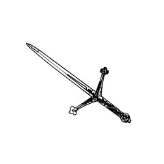 traditional weapon line sketch with transparent background