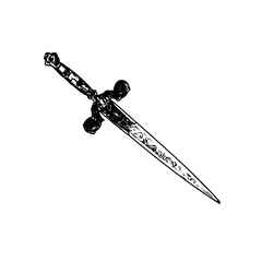traditional weapon line sketch with transparent background