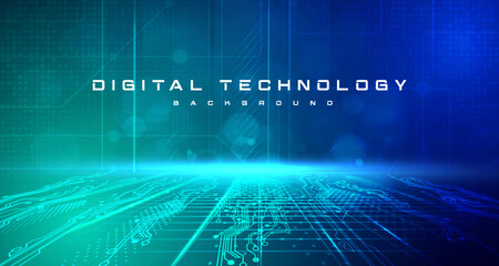 Digital technology speed connect blue green background, cyber nano information, abstract communication, innovation future tech data, internet network connection, Ai big data, line dot illustration 3d