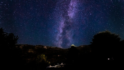 Fototapeta na wymiar Night sky star, Milky Way, shooting stars, light trail.
