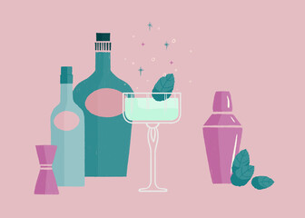 Simple after dinner cocktail with mint