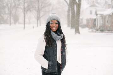 Smiling teen in snowy weather