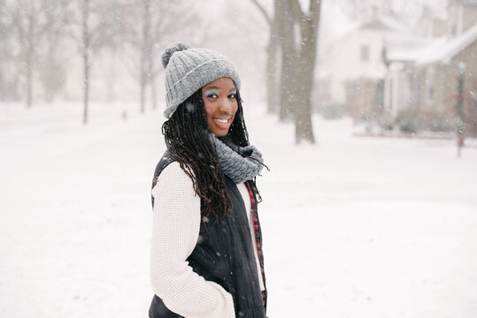 Smiling teen in the snow