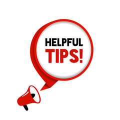 Helpful tips message bubble with megaphone. Banner for businesses, vector illustration.