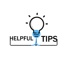Helpful tips message with light bulb icon design. Top tips. Flat style vector illustration.
