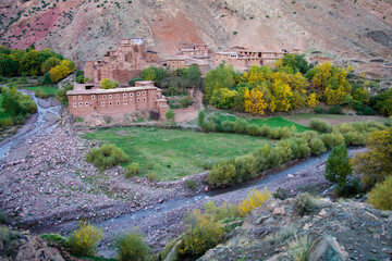 Berber village in the M'Goun Massif, Central High Atlas Mountains, Morocco.