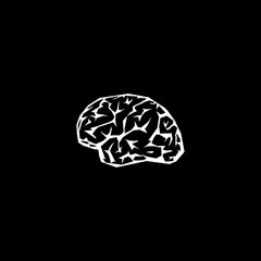 Brain icon isolated on black background from health and protection collection