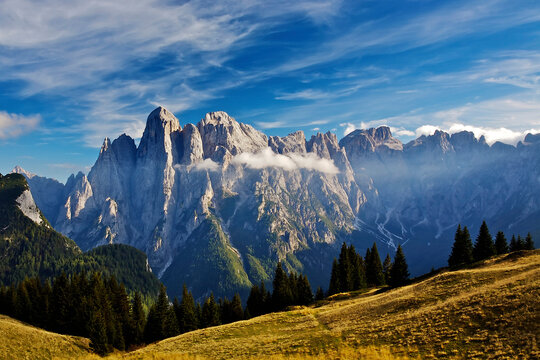 View of Monte Agner in on the Dolomites of northeastern Italy.