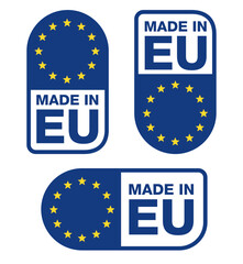 Made in EU - badges for European products  - obrazy, fototapety, plakaty