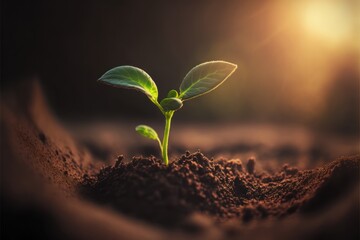 Fototapeta na wymiar Young Sproutling Plant, Growing Sapling, Tiny Plant, Generative AI