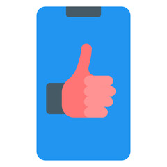 thumb up like rate on smartphone flat illustration