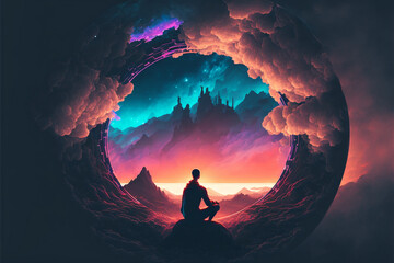 Meditation in the mountain and lake