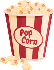 Bucket of popcorn traditional cinema entertainment treat fast food isometric vector illustration