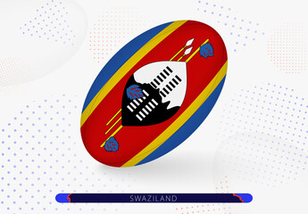 Rugby ball with the flag of Swaziland on it. Equipment for rugby team of Swaziland.
