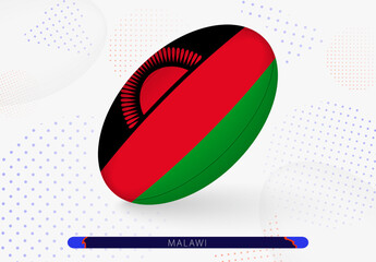 Rugby ball with the flag of Malawi on it. Equipment for rugby team of Malawi.
