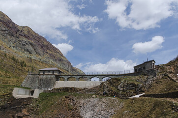 Hydroelectric dam near Lake Colombo. Lombardy, Italy