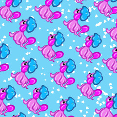 seamless pattern with fishes and fish dog