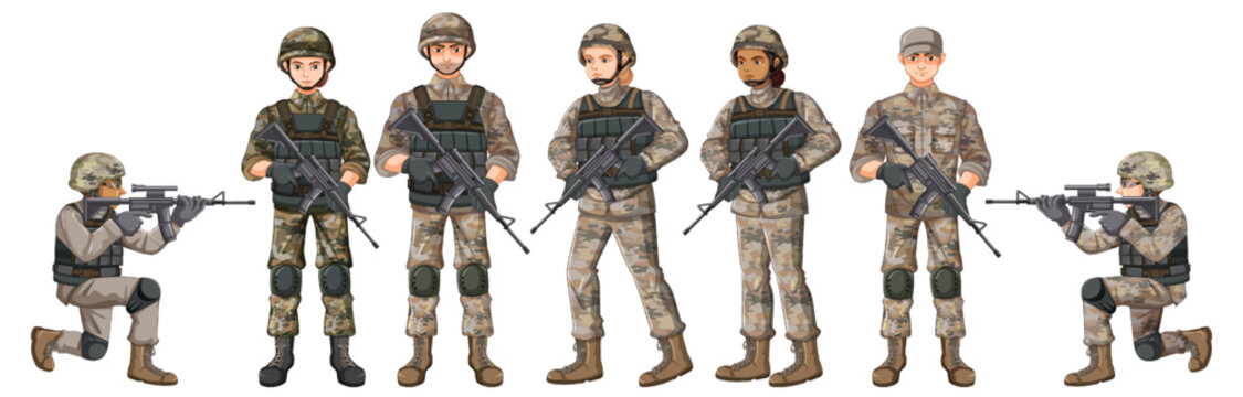 Soldier cartoon character isolated