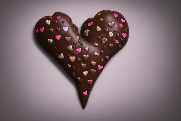 3d rendering illustration of heart shaped chocolate, Generative AI