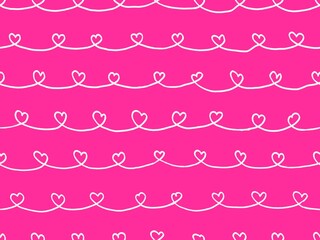 Hand drawn pink Hearts Background 